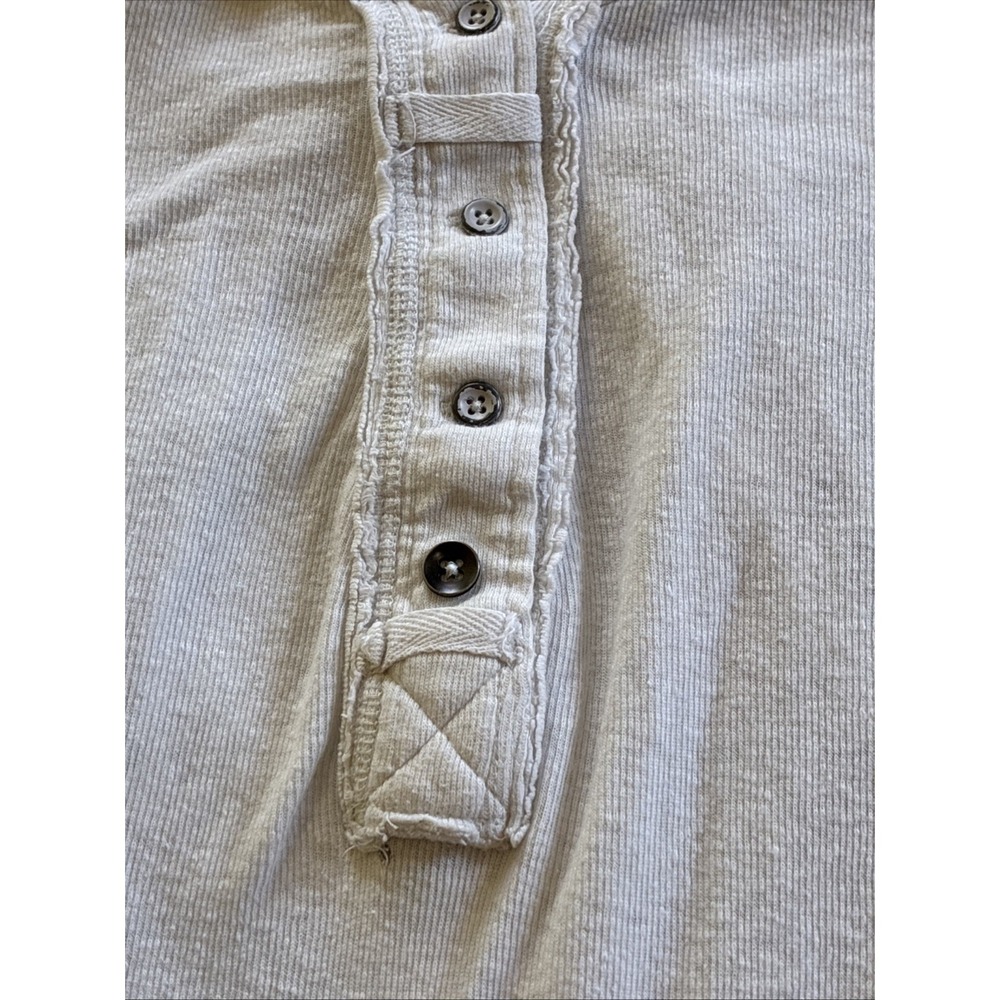 Free People Women's Top Medium Cream Heritage Slub Henley Granola Girl Oversized - Picture 8 of 14